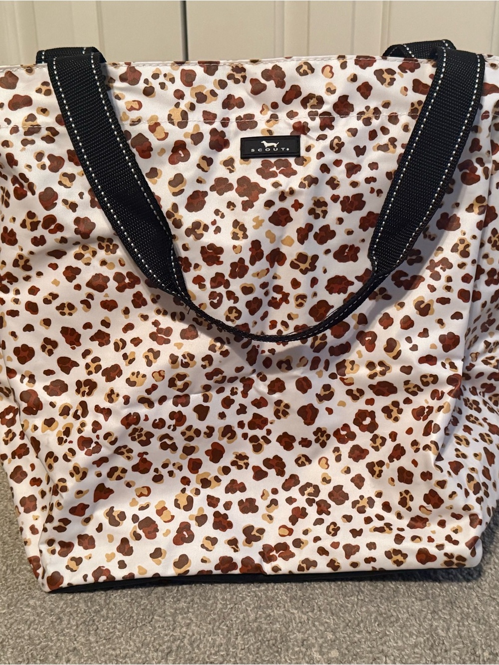 SCOUT Leopard-Spot Tote in Cream, Brown and Tan
